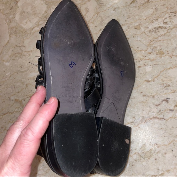 Zara Trafaluc Black Leather Woven Flats. Size 37/7 - Picture 7 of 7